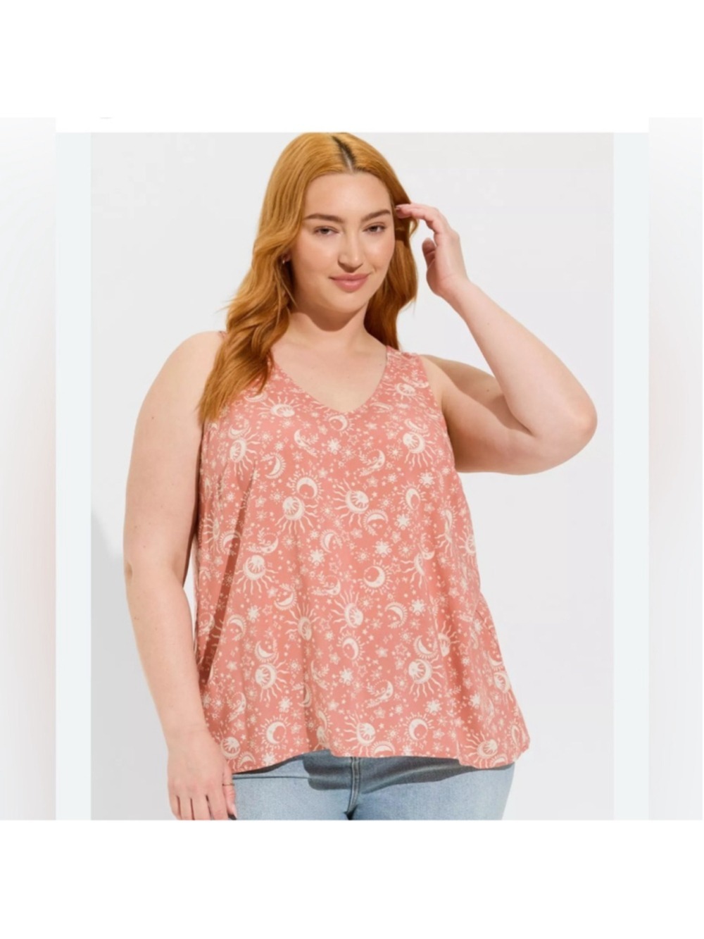 Torrid sleeveless, Challis Stitch celestial, orange Detail Tank size 4X